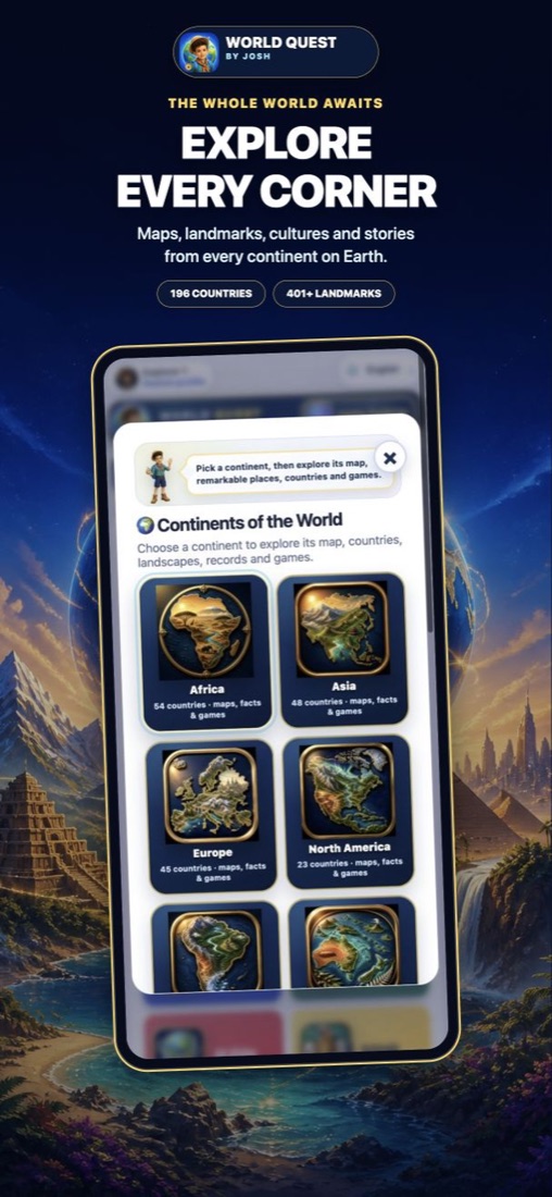 Josh's World Quest App Store preview 1